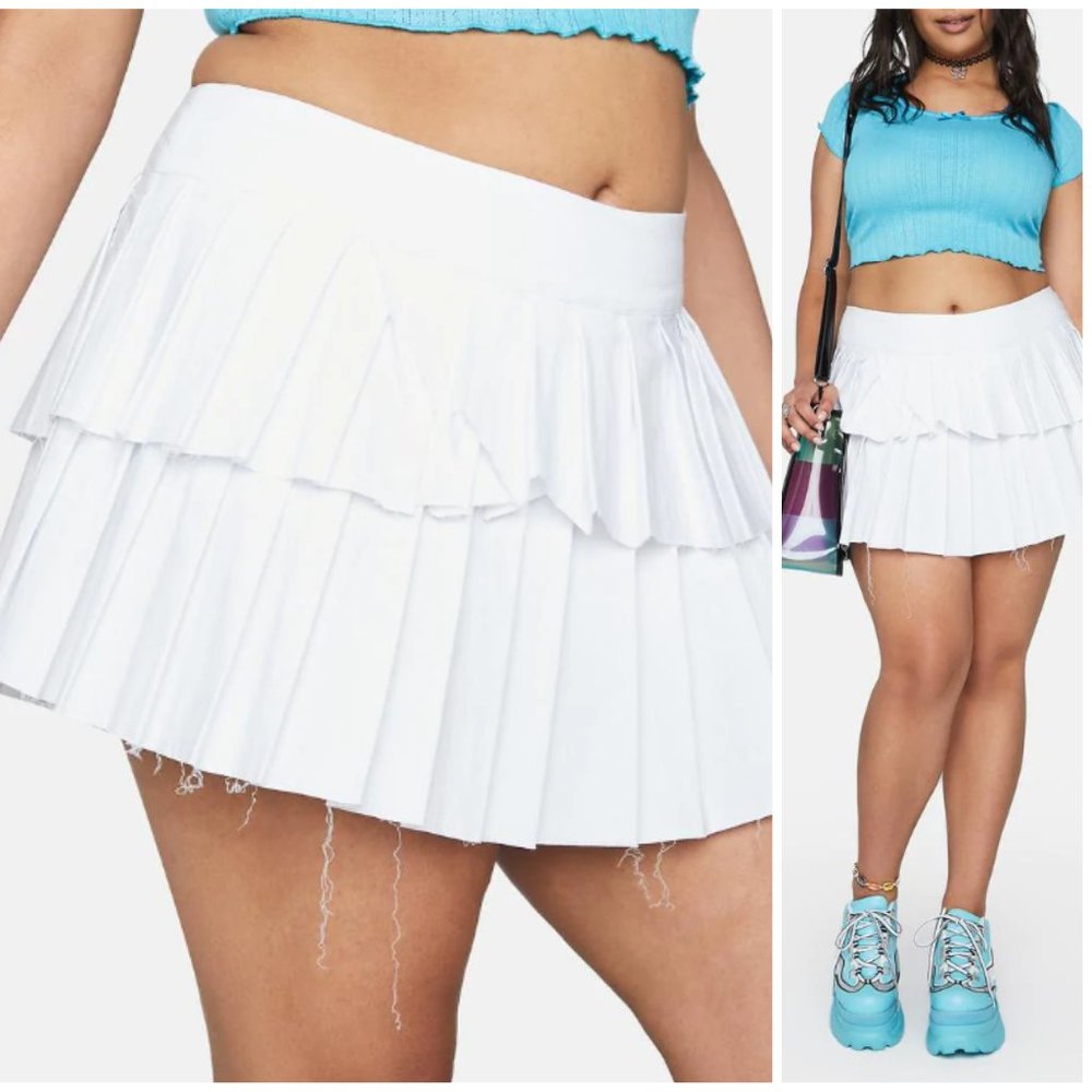 NWT DOLLS KILL Plus Size Delia's High Rise Layered Pleated Skort Vacation Vegas